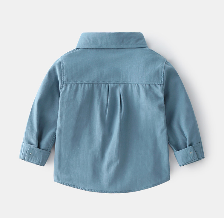 キッズファッション ポケット付き長袖ベーシックシャツ