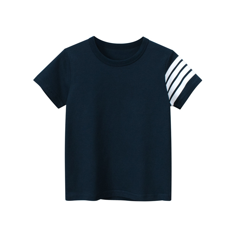 キッズファッション 袖ライン入りベーシック半袖子供服