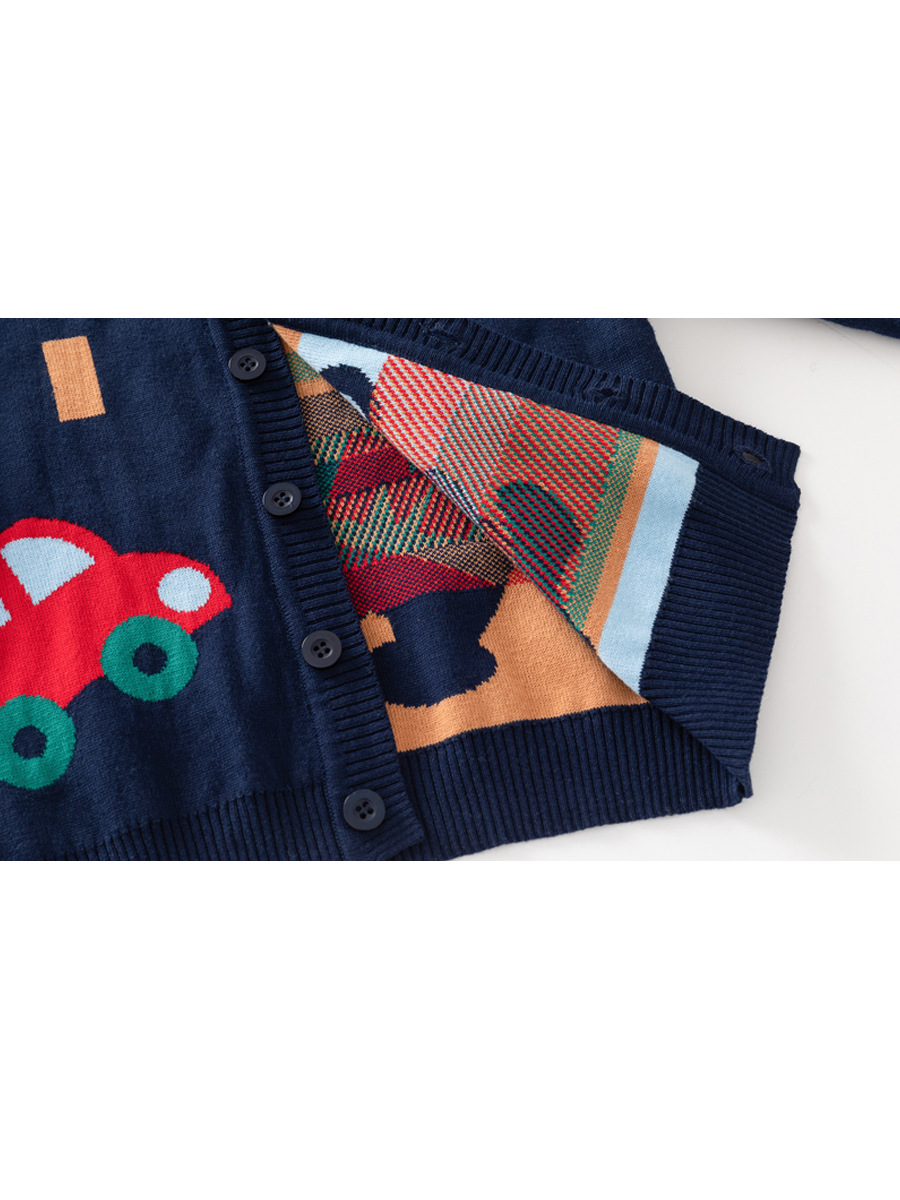 キッズファッション くま柄アルファベット刺繍カーディガン