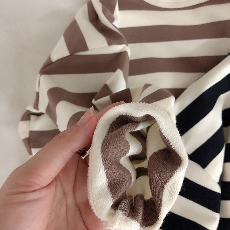 キッズファッション ナチュラル太ボーダー長袖カットソー