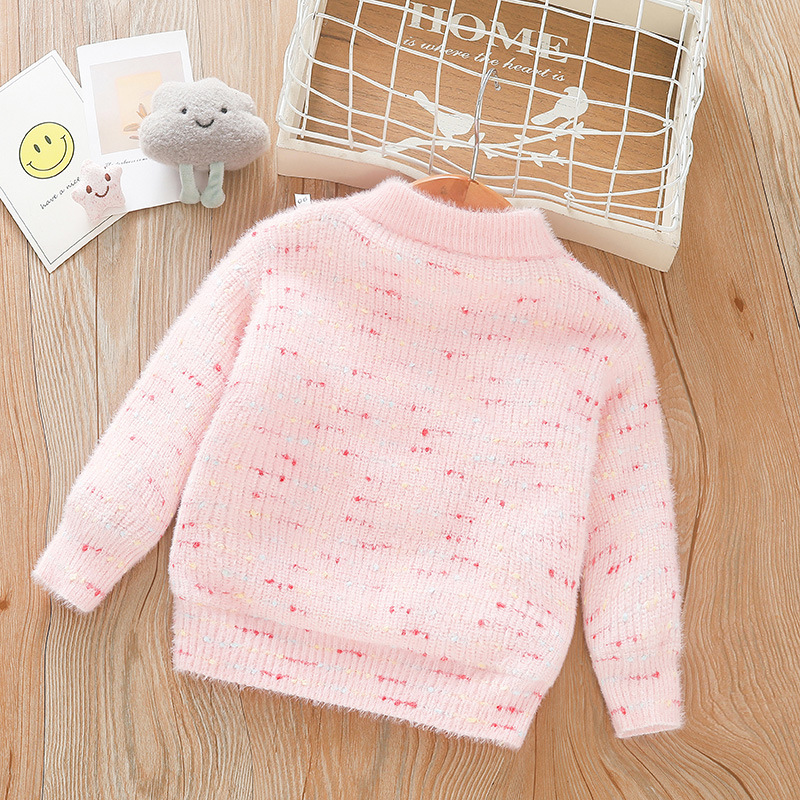 キッズファッション ふわふわハート立体編み込み長袖セーター