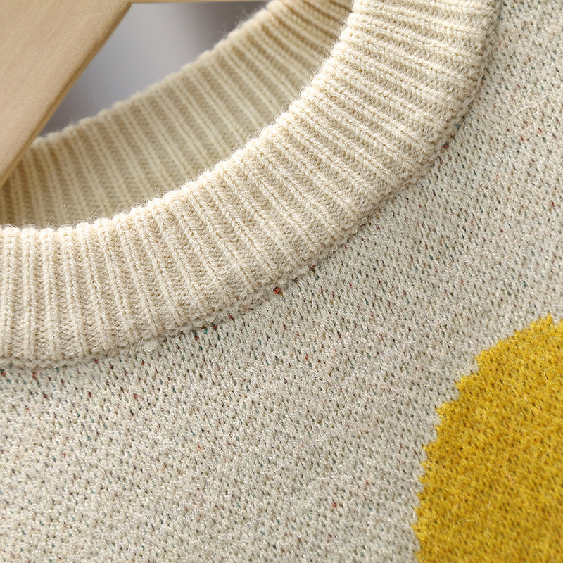 キッズファッション おとぎの国の街並み柄長袖クルーネックニット