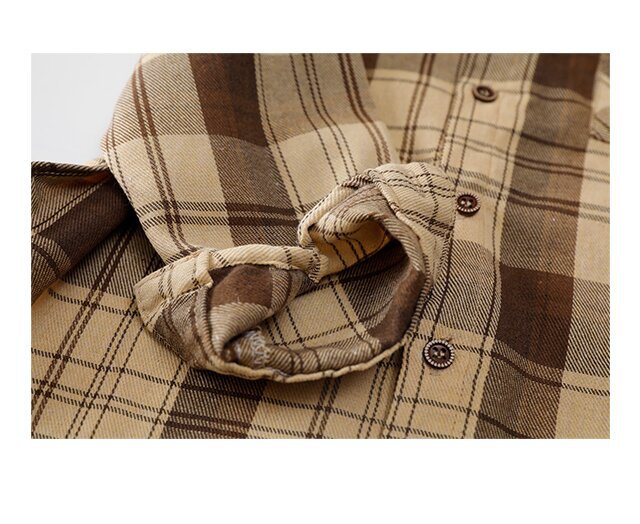 キッズファッション キッズチェック柄長袖シャツ胸ポケット付き