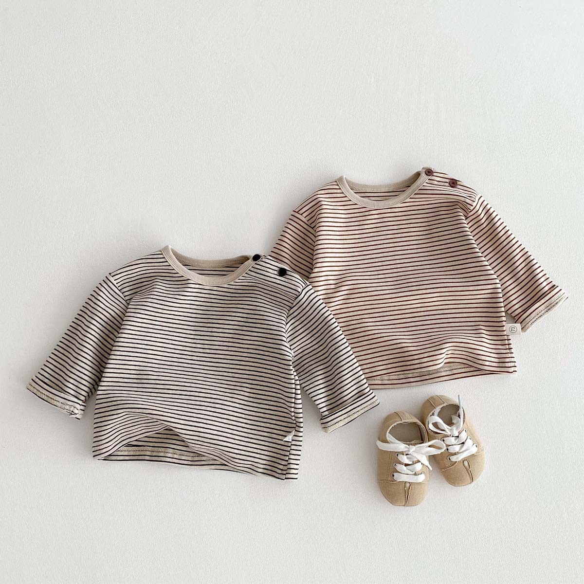 キッズファッション ナチュラルボーダー長袖Tシャツ