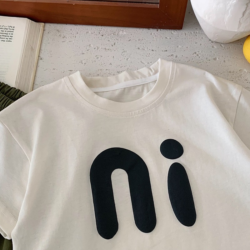 キッズファッション にこにこ笑顔文字プリント半袖Tシャツ
