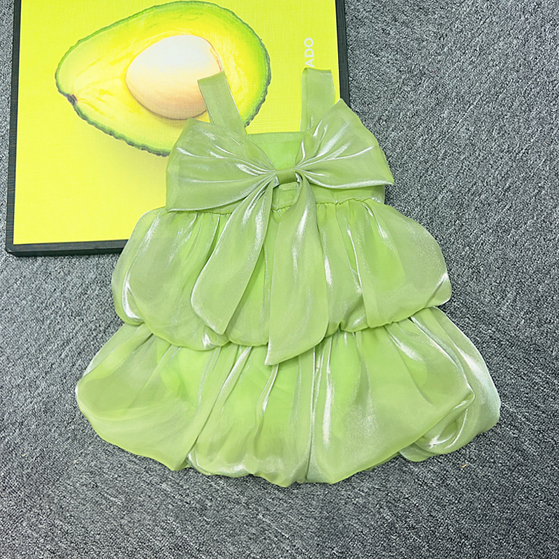 キッズファッション ふんわりリボン付き層重ねワンピース