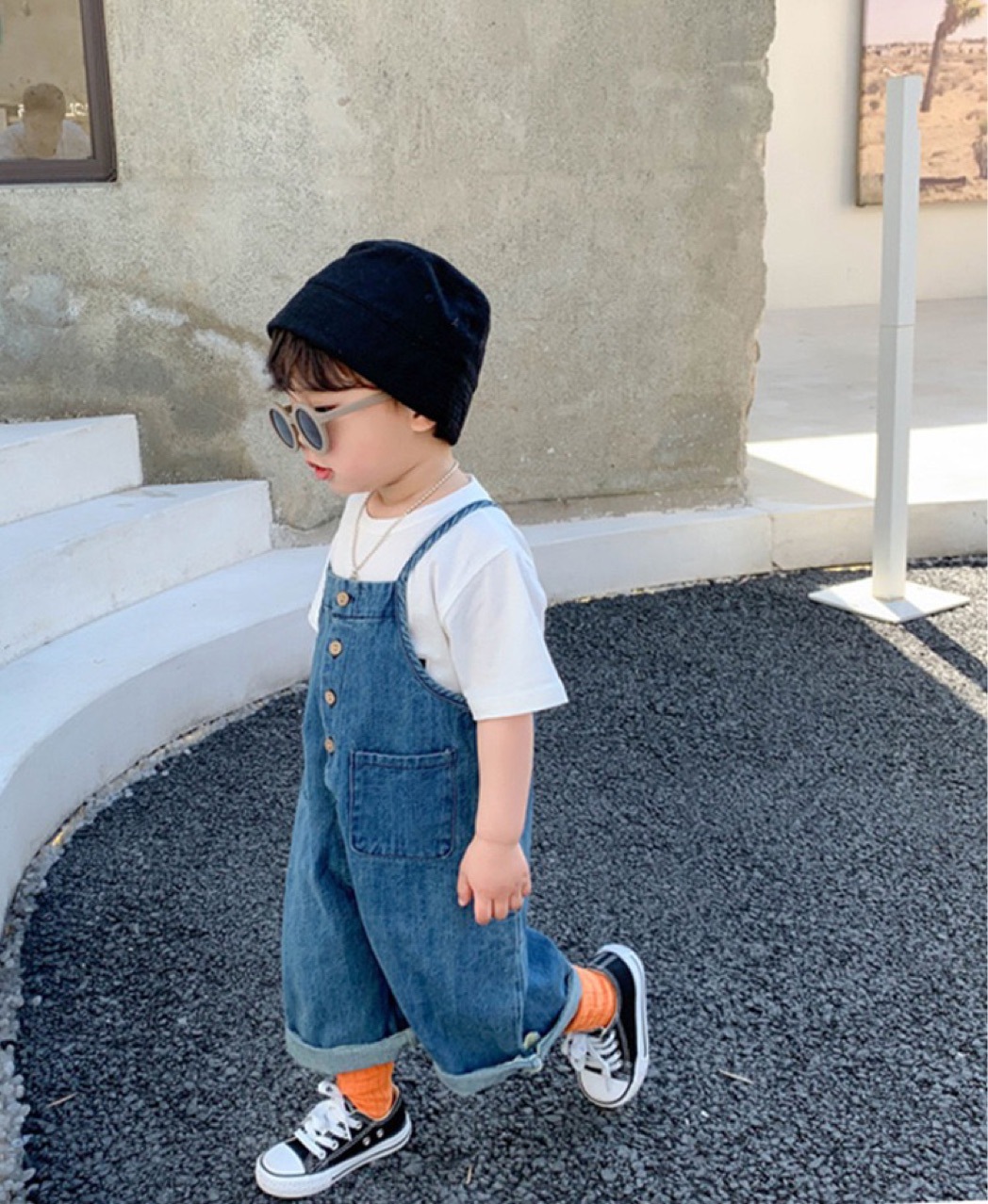 キッズファッション 子供用デニムサロペットオーバーオール