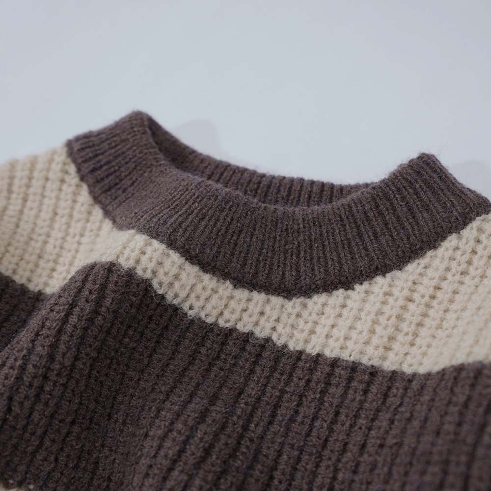 キッズファッション ふんわり太ボーダー長袖セーター