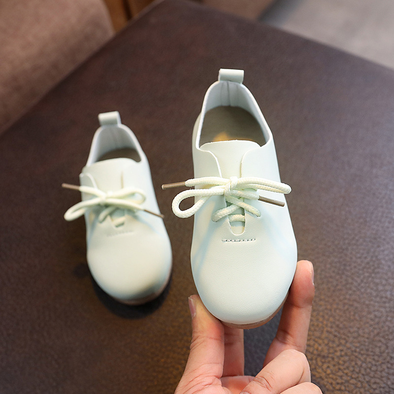 キッズファッション キッズ本革調レースアップシューズ