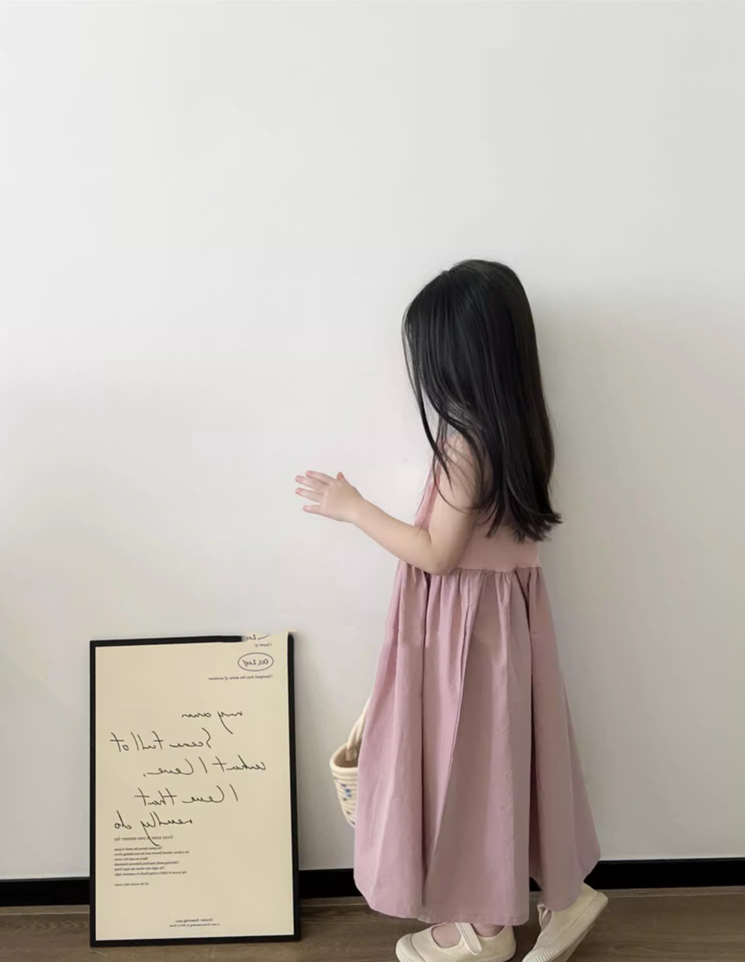 キッズファッション 上品切り替えノースリーブロング丈女の子ワンピース