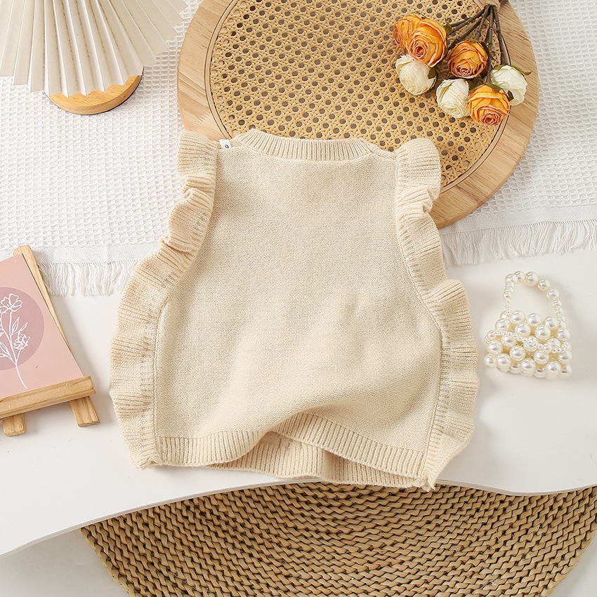 キッズファッション 立体ケーブル編みお花モチーフ付きニットセーター