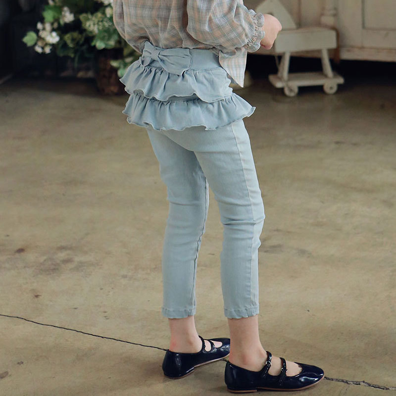 キッズファッション フリル付きスカート見せ七分丈パンツ