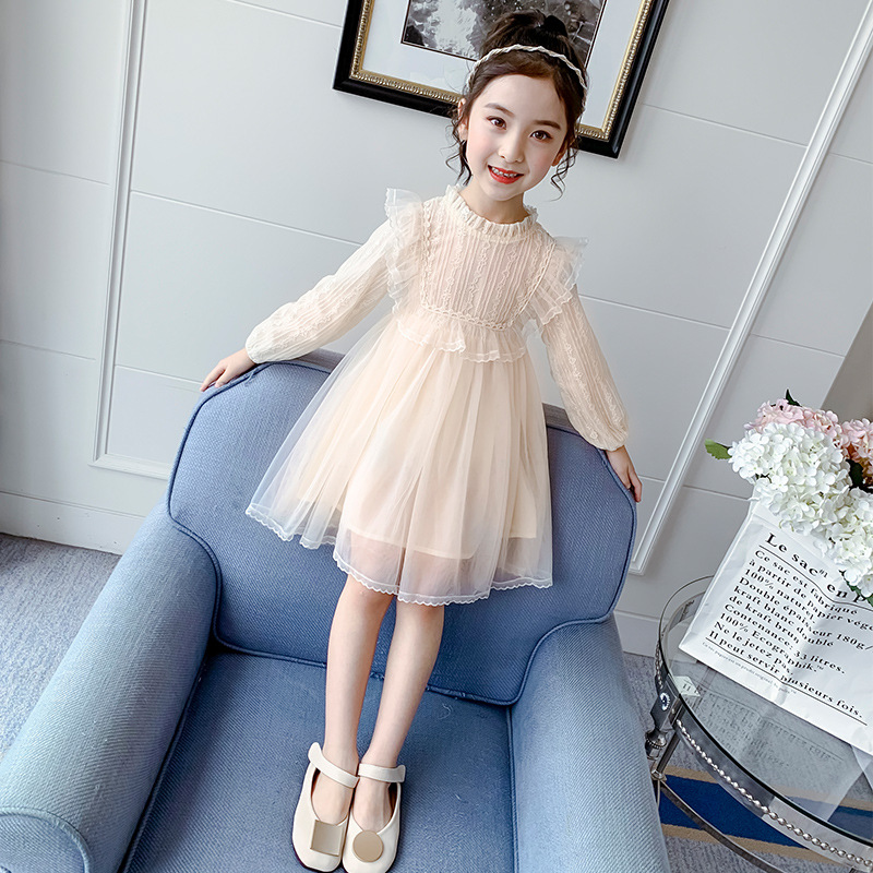 キッズファッション ふんわりチュール重ね長袖姫様ドレス