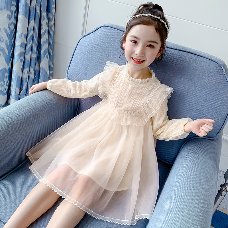 キッズファッション ふんわりチュール重ね長袖姫様ドレス