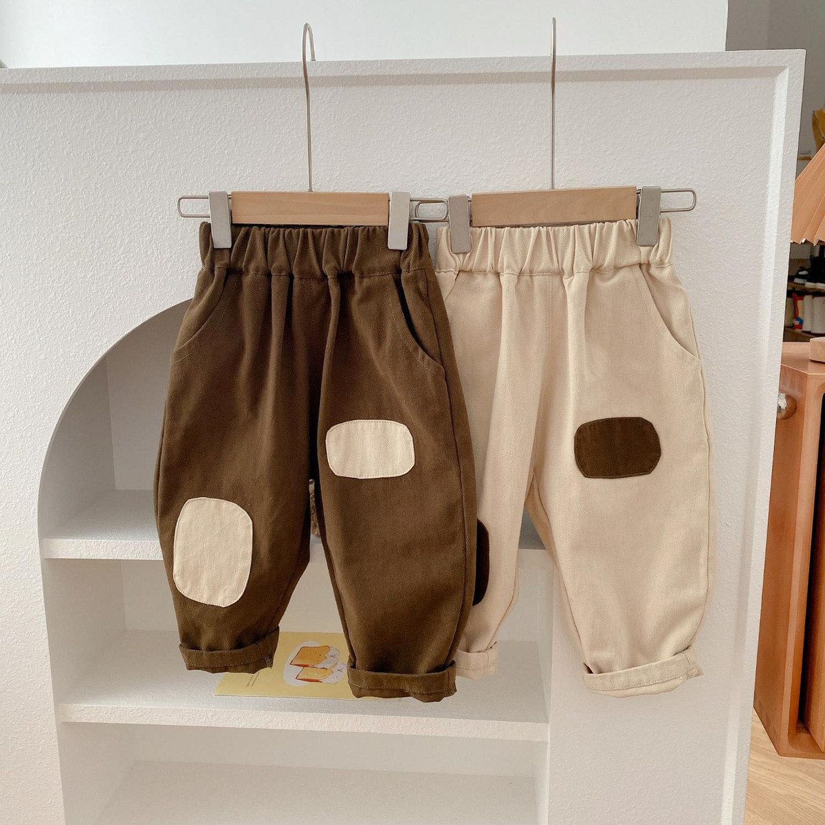キッズファッション 可愛い膝あて付きゆったりサルエル風ベビーパンツ