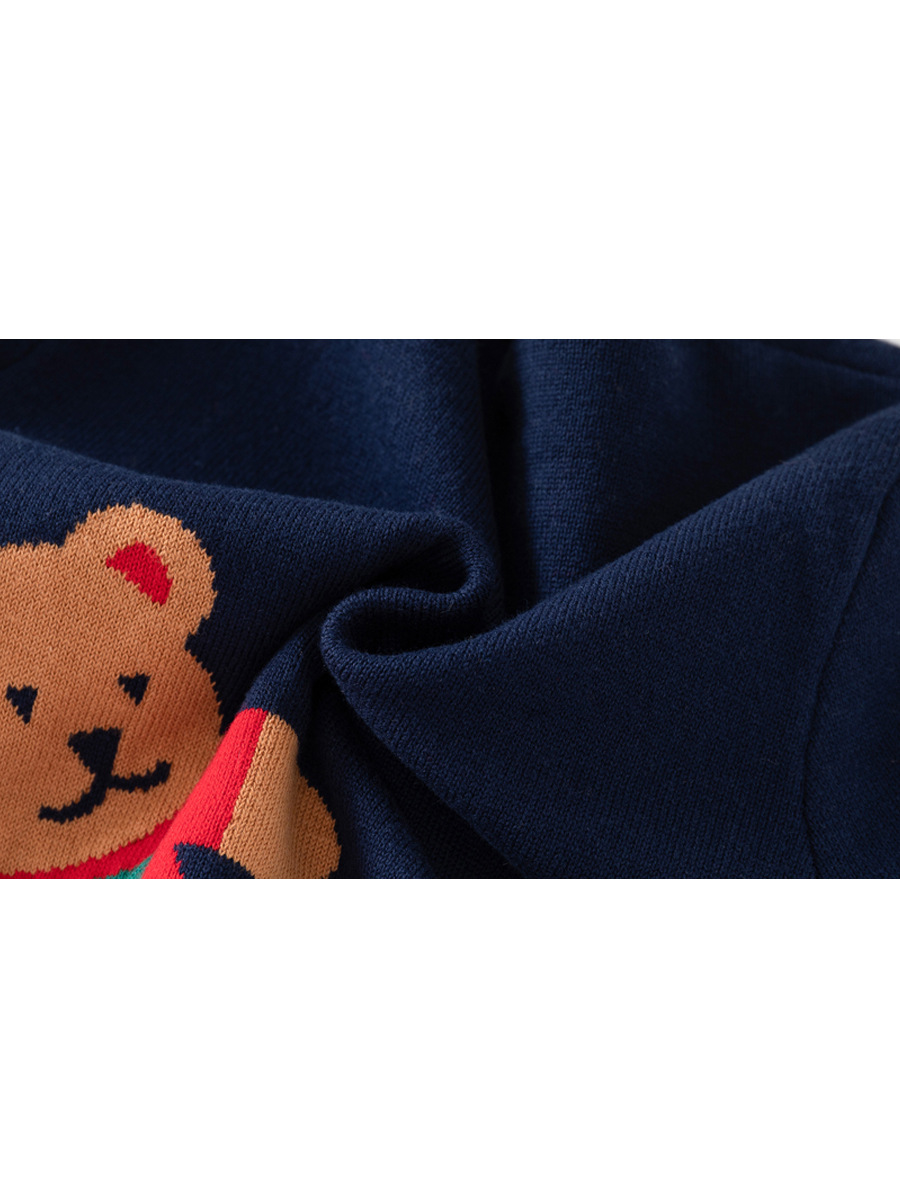 キッズファッション くま柄アルファベット刺繍カーディガン