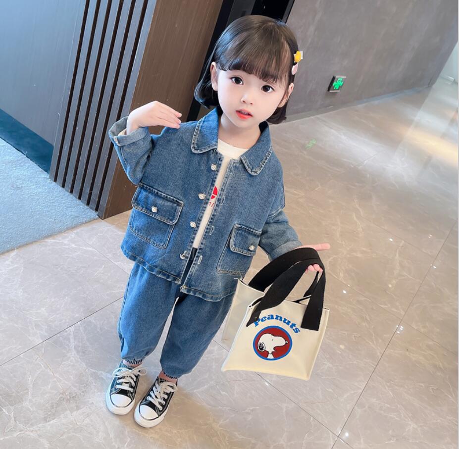 キッズファッション 秋冬女の子デニムジャケット&パンツ2点セット