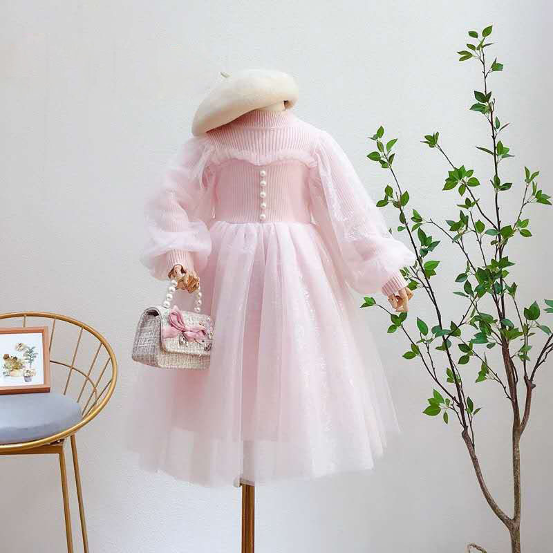 キッズファッション ふんわり袖の姫様風チュールワンピース