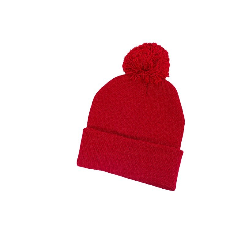 キッズファッション ふわふわボンボン付きキッズニット帽