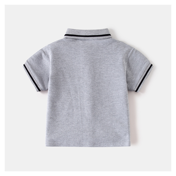 キッズファッション くまの刺繍入り襟ラインポロシャツ