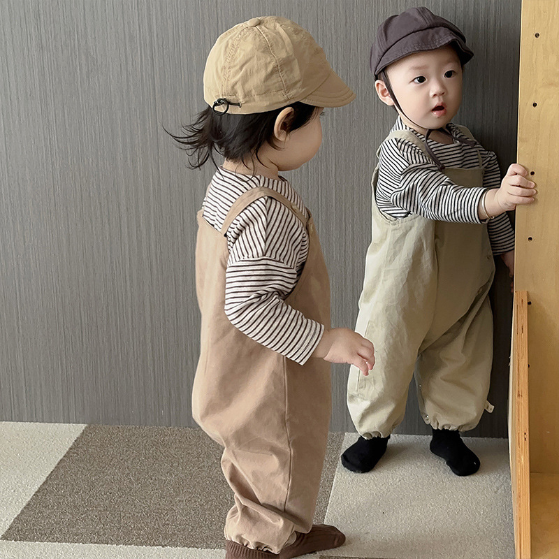 キッズファッション 可愛いサスペンダー付きオーバーオールパンツ