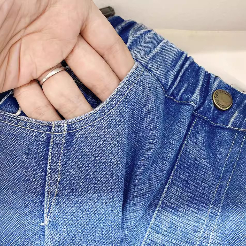 キッズファッション 子供用ゆったりデニム風ゴムウエストパンツ