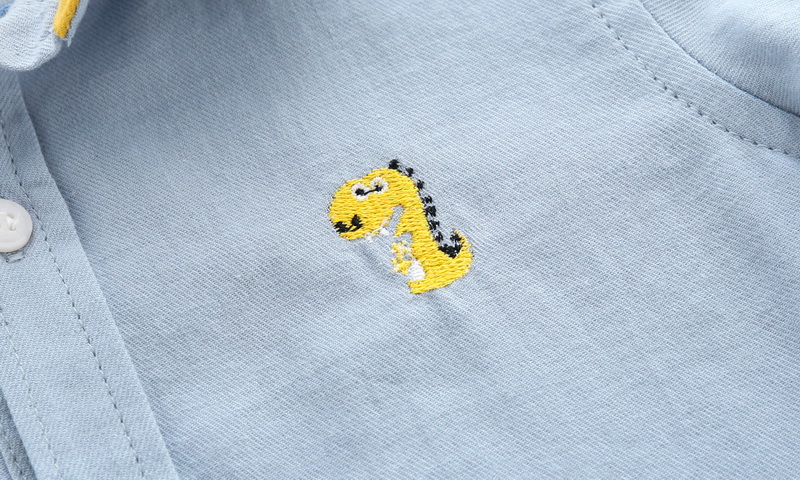 キッズファッション 恐竜刺繍ポイント長袖シャツ