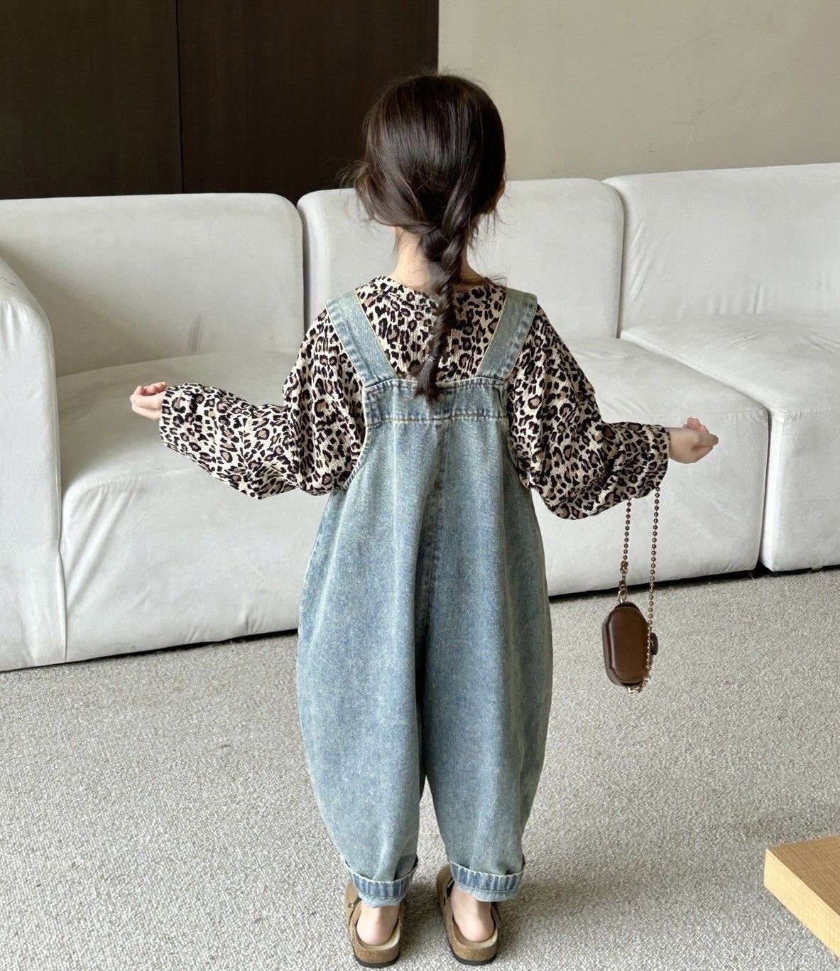 キッズファッション ゆったりデニム風サロペット
