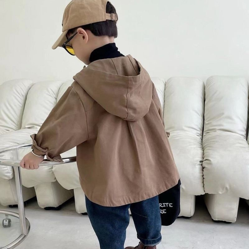 キッズファッション フード付きボタン留めオーバーサイズシャツジャケット