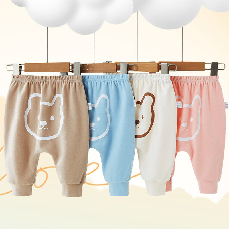 キッズファッション 可愛いくま顔プリント赤ちゃん用ゆったりパンツ