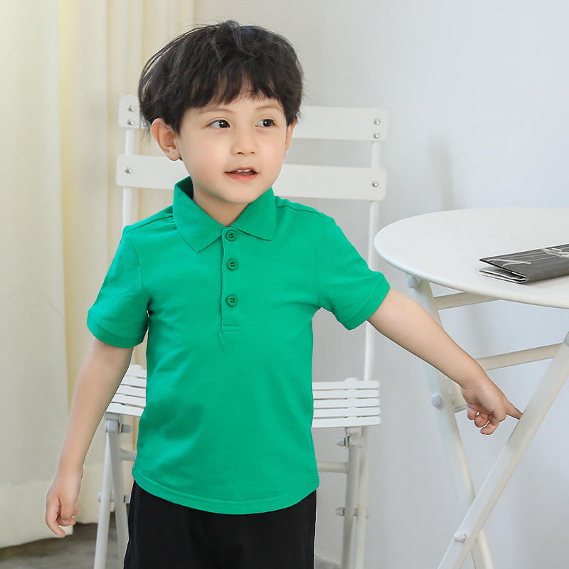 キッズファッション ベーシック襟付き半袖ポロシャツ