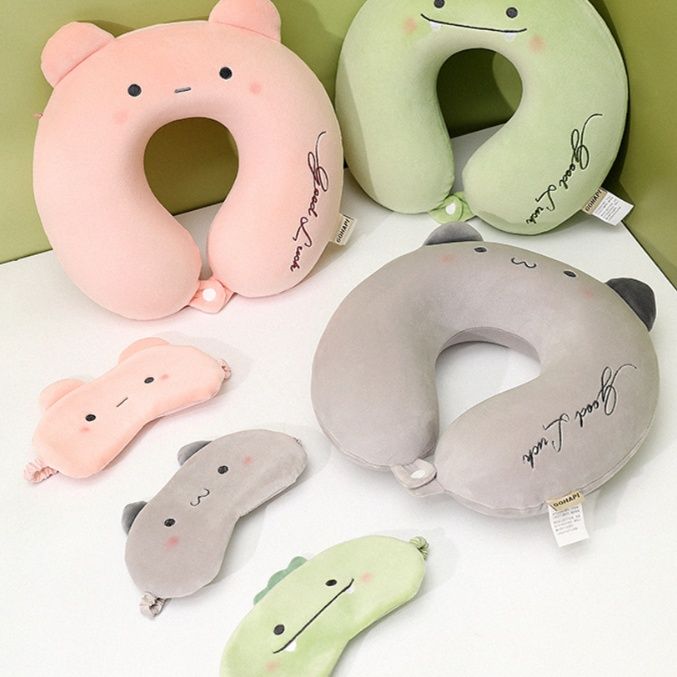 アイマスク ぷにぷに動物さん首枕付きおやすみアイマスク