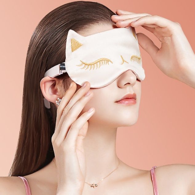 アイマスク まどろみ猫耳刺繍面白アイマスク