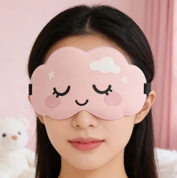 アイマスク もこもこ雲のゆるかわ表情アイマスク