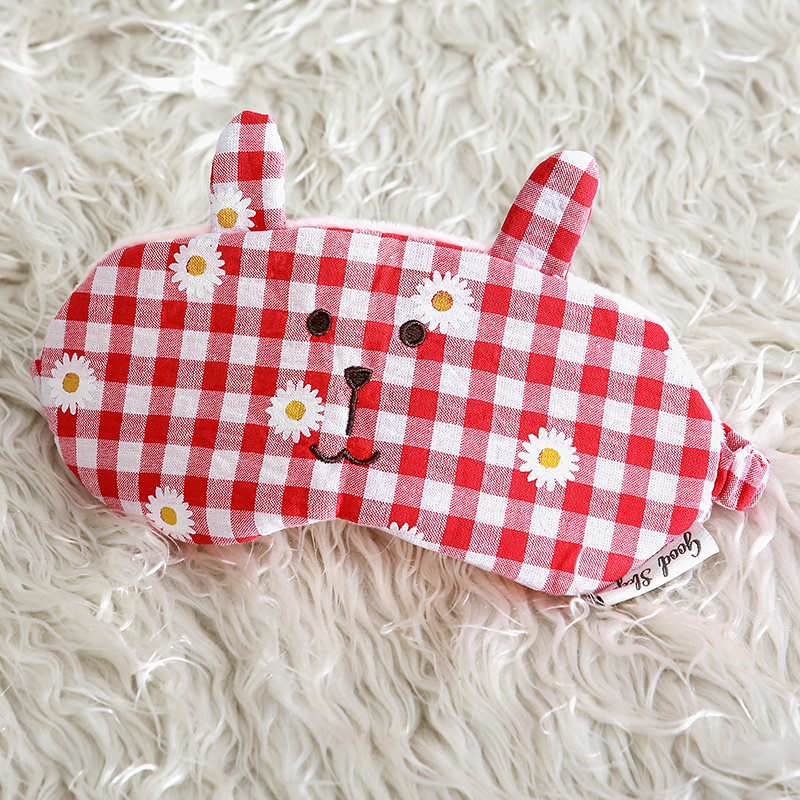 アイマスク ほっこり表情豊かな格子柄安眠仲間マスク