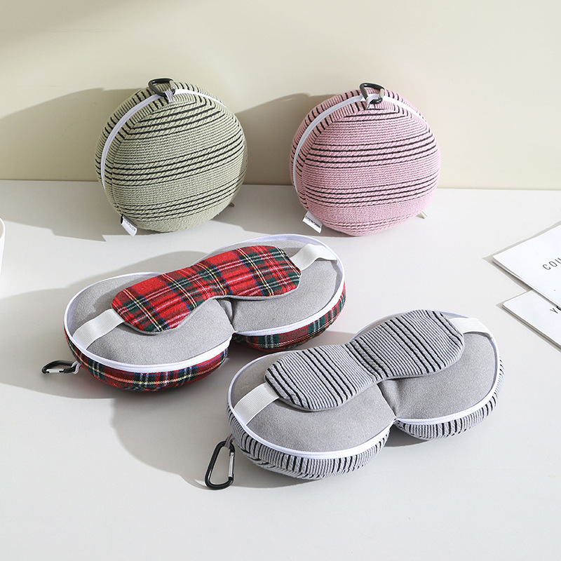 アイマスク 格子柄首枕付き極上眠りセット