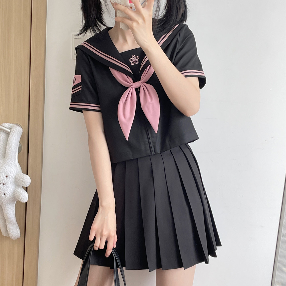セーラー服 桜刺繍入り制服風セーラー服トップス