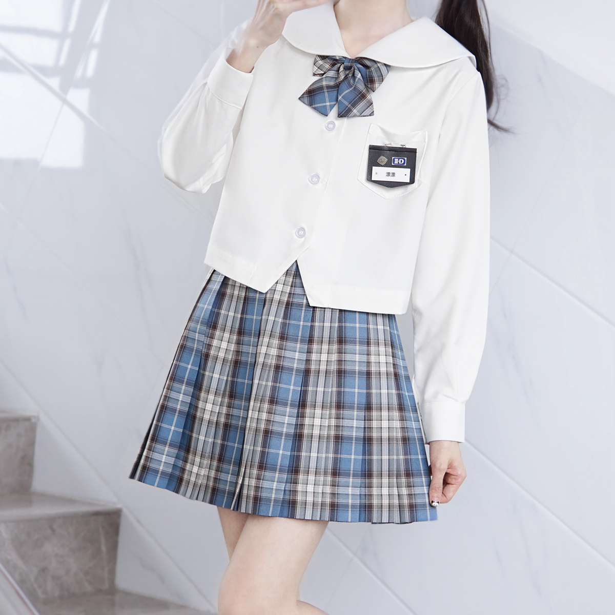 セーラー服 学生風長袖セーラーブラウス