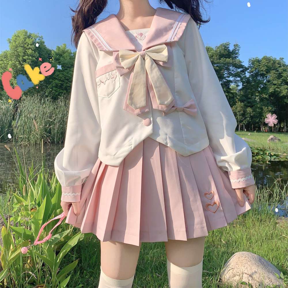 セーラー服  ガーリーリボンセーラー風制服セット