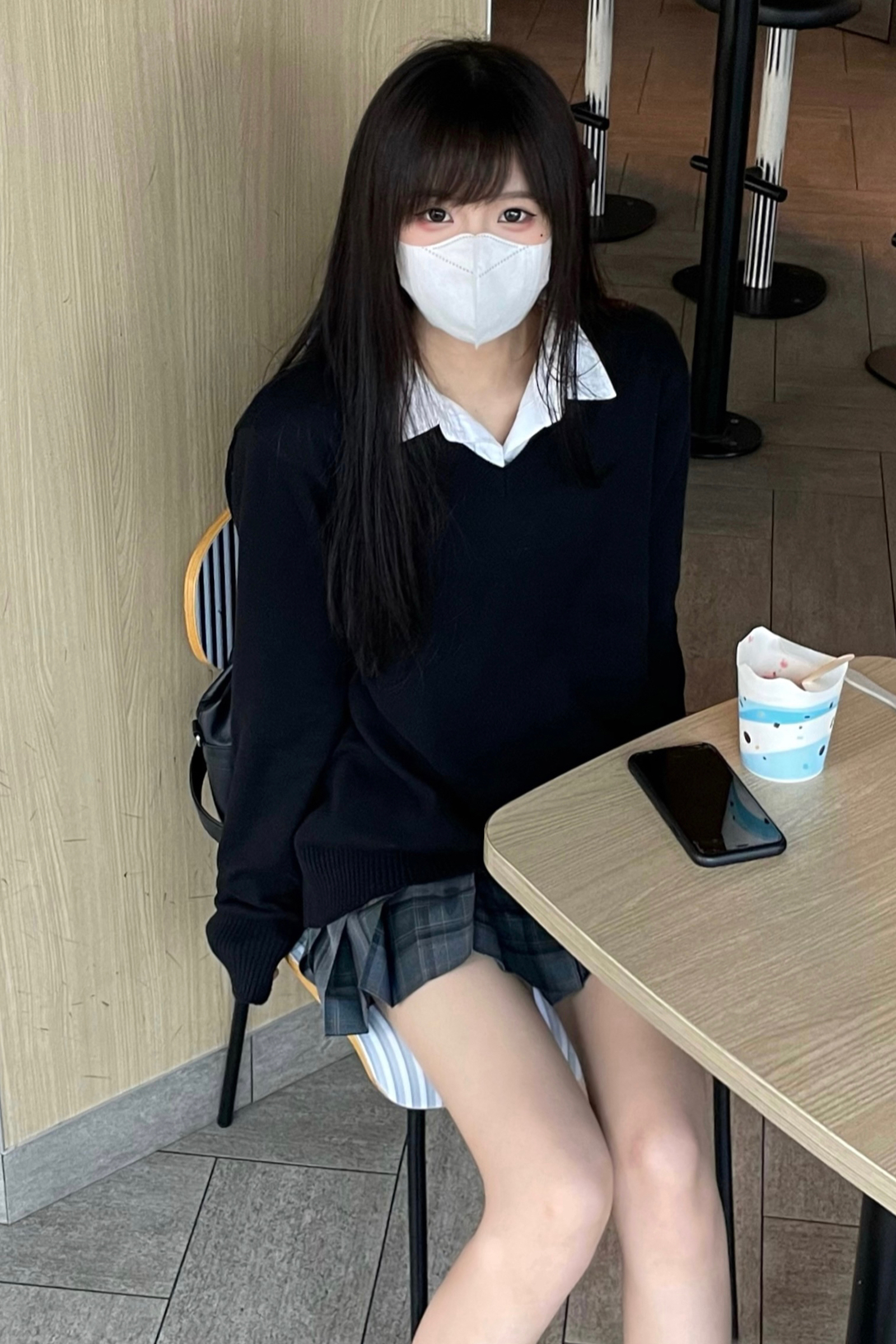 セーラー服 学院風セーラー襟付き長袖ニットベスト