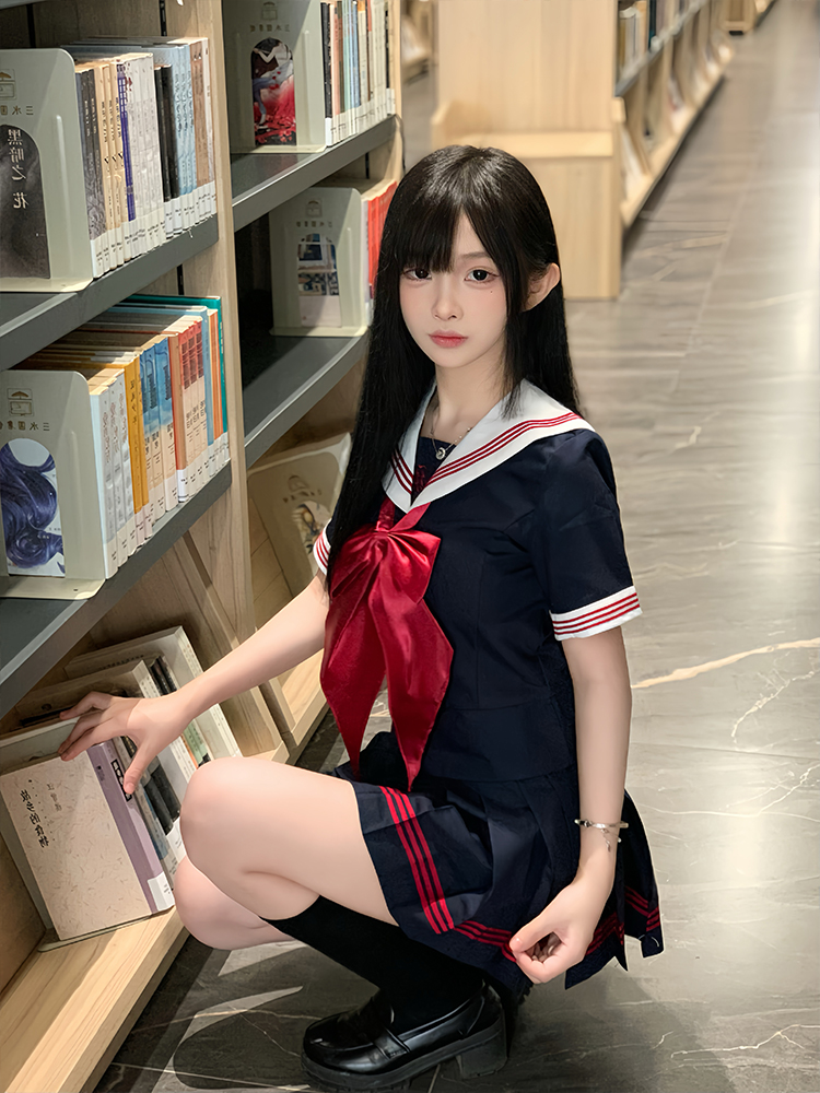 セーラー服 リボン飾り学園風セーラートップス