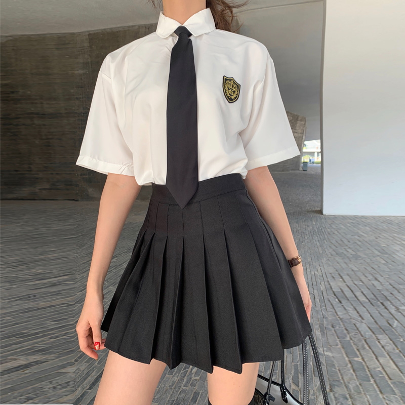 セーラー服 学園風ネクタイ付き半袖制服ブラウス