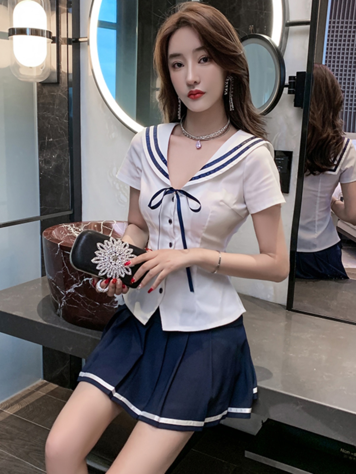 セーラー服 清楚リボン セーラーカラー ブラウス
