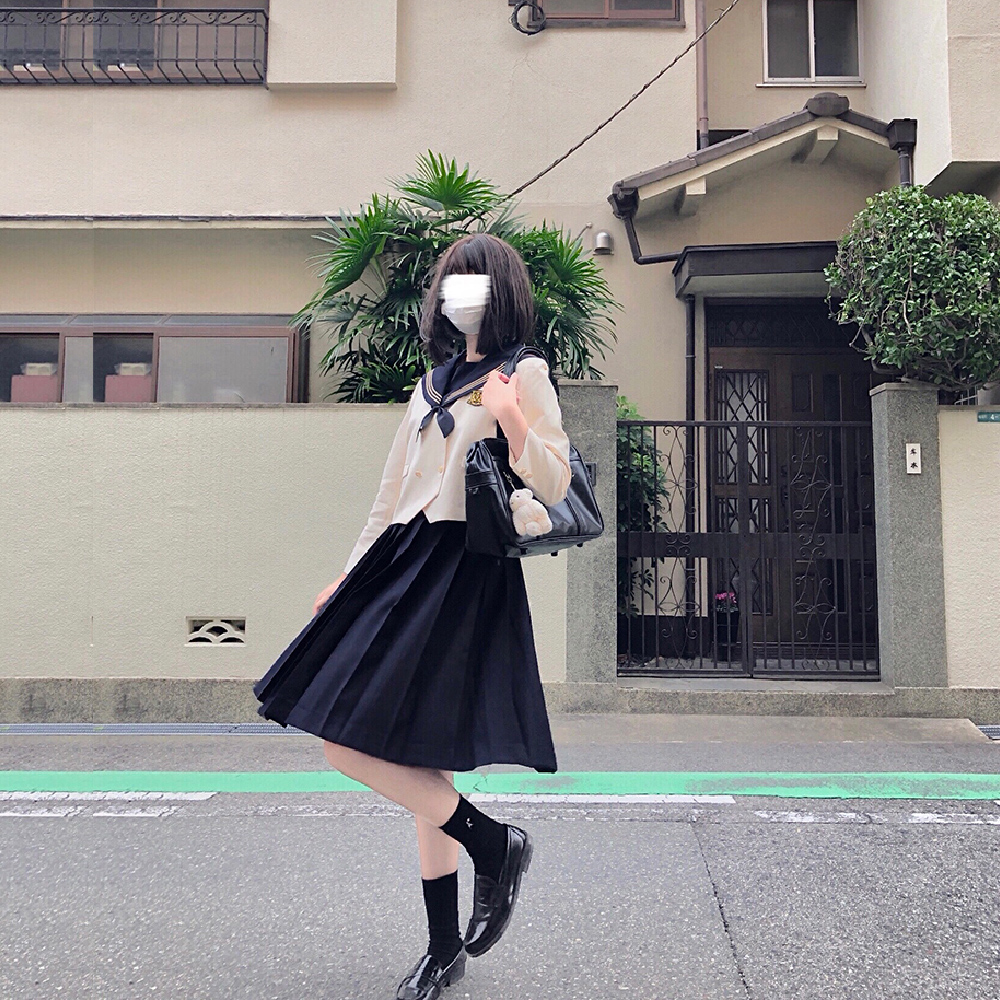 セーラー服 クラシック襟リボン付き学園風長袖ブラウス