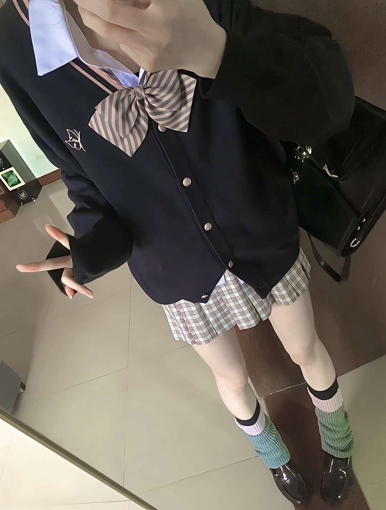 セーラー服 学生風カーディガン制服コーデ