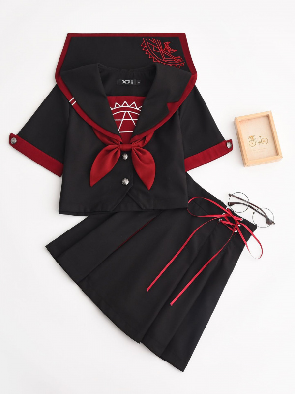 セーラー服 リボン飾り 涼やか半袖セーラートップス