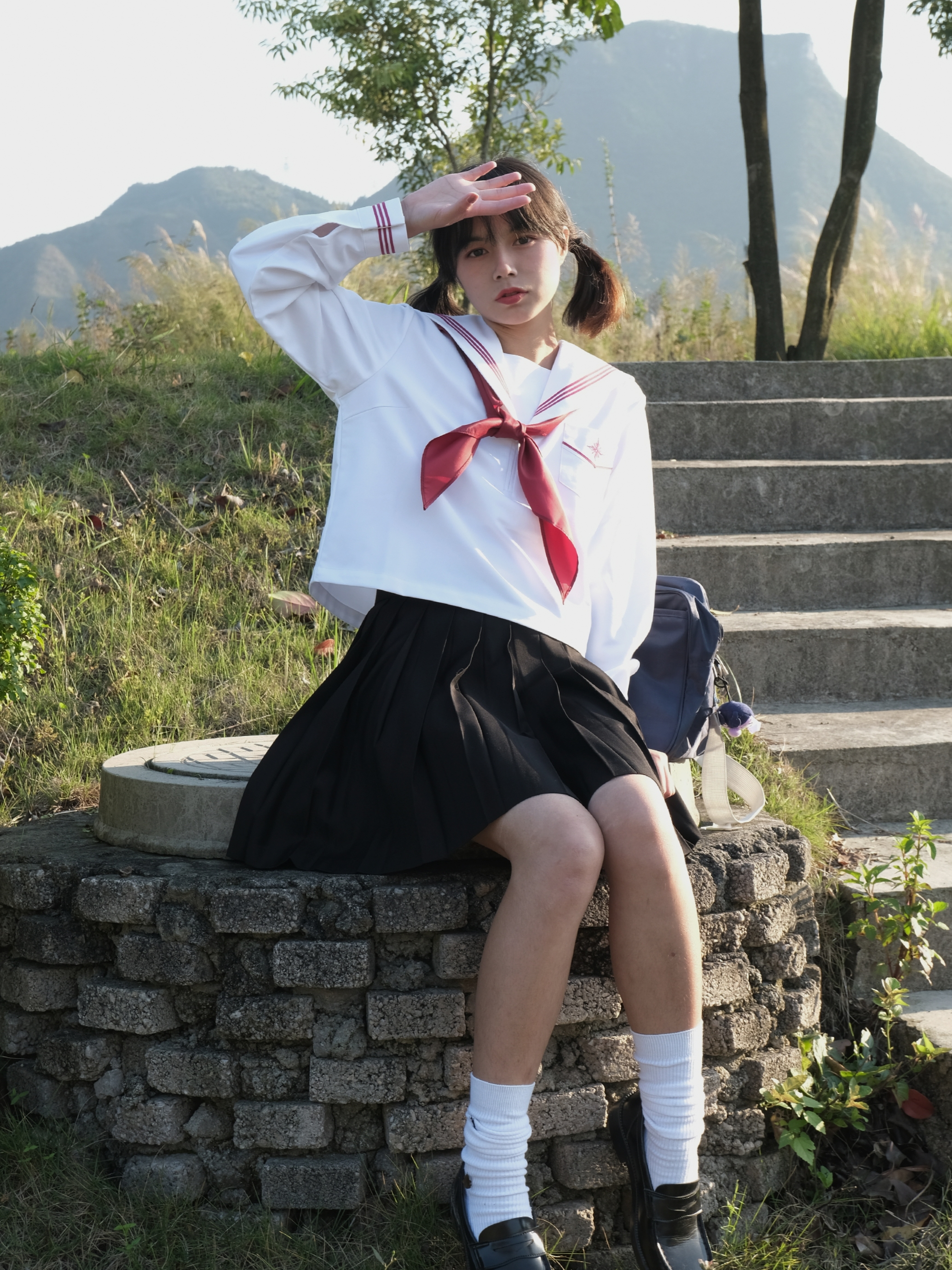 セーラー服 星型ワッペン付きマリン風セーラートップス