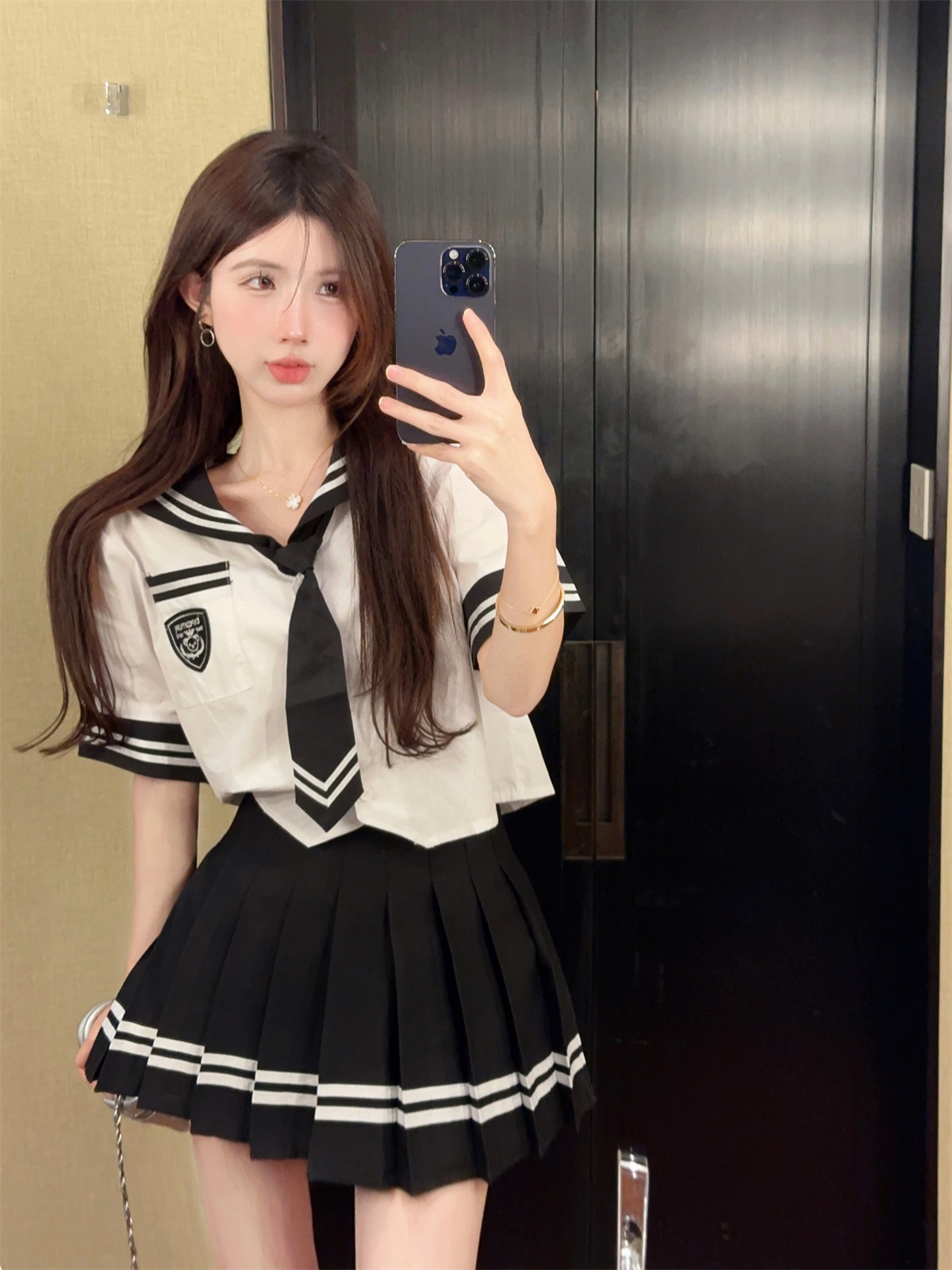 セーラー服 クラシック学院風セーラー半袖ブラウス