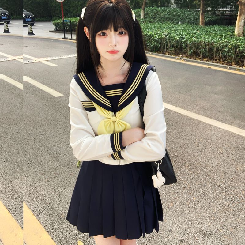 セーラー服 伝統的な襟ライン 長袖セーラートップス
