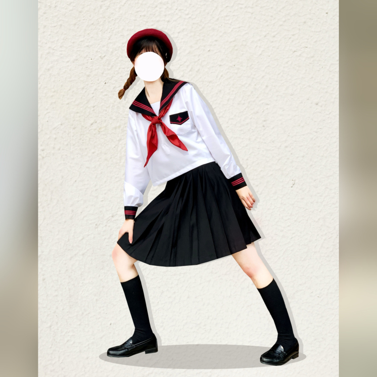 セーラー服 星型ワッペン付きマリン風セーラートップス